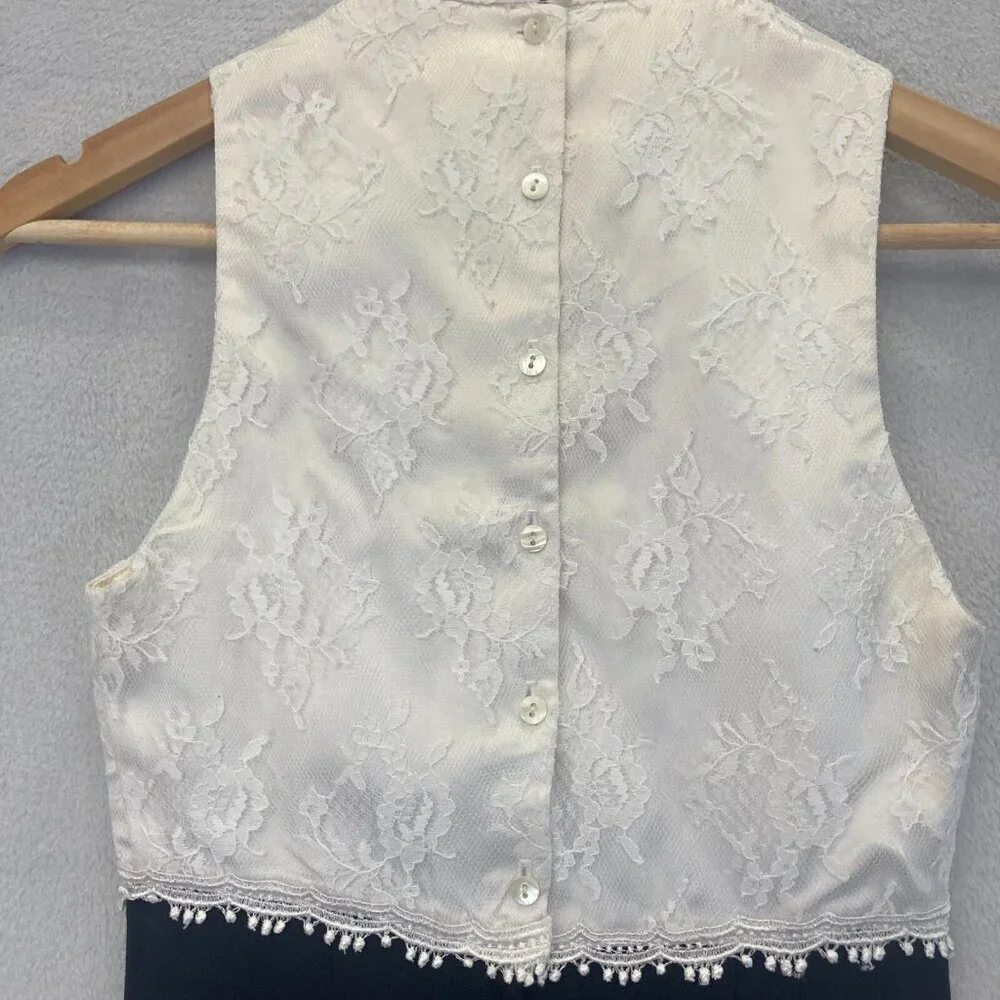 Y2K Jessica McClintock Gunne Sax Formal‎ Long Sleeveless Dress Sz 3/4 White Lace